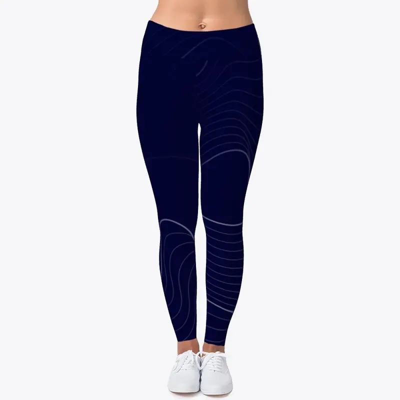 Contour Lines Dark Blue Legging